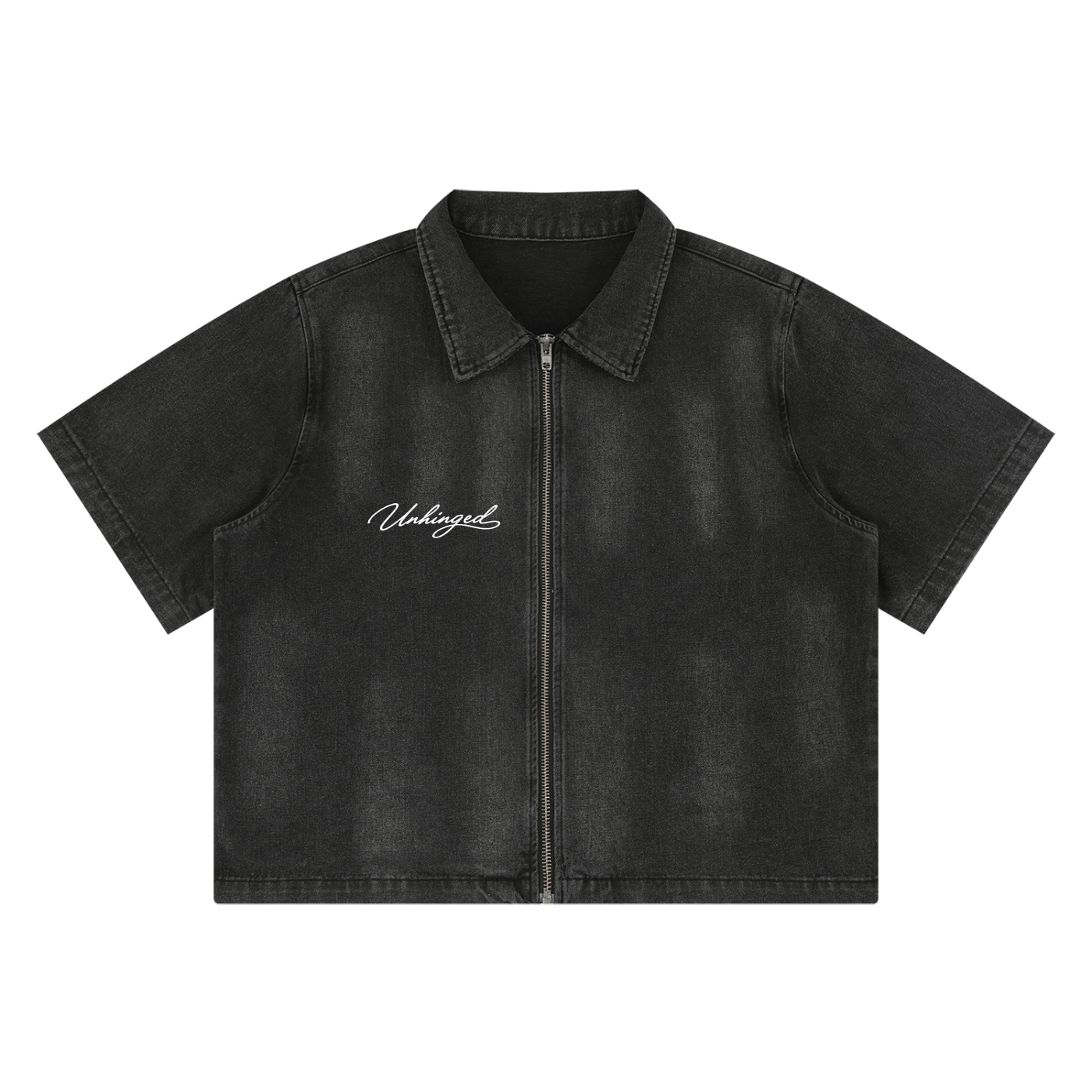 Unisex Vintage Washed Full-Zip Denim Shirt