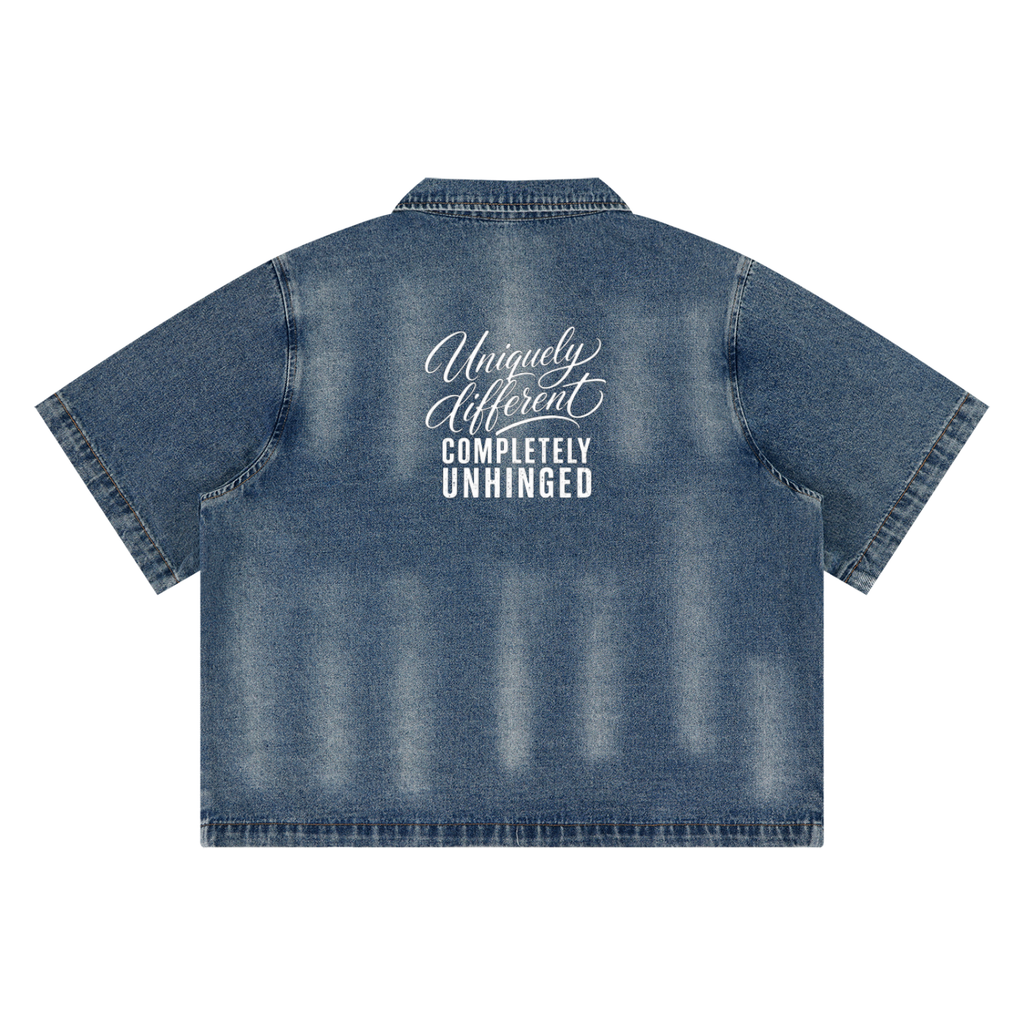 Unisex Vintage Washed Full-Zip Denim Shirt