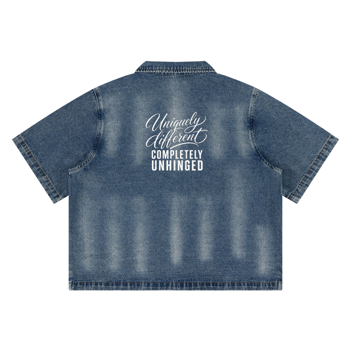 Unisex Vintage Washed Full-Zip Denim Shirt